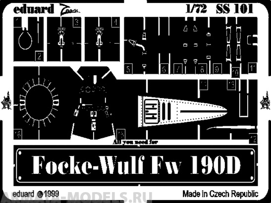 SS101 Фототравление Fw 190D for ACADEMY kit (Eduard) 1/72