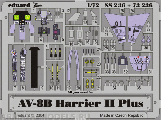 SS236 Фототравление AV-8B  Plus	 For Hasegawa Kit
