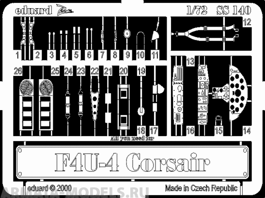 SS140 Фототравление F4U-4 Mk.VI for ITALERI kit (Eduard) 1/72
