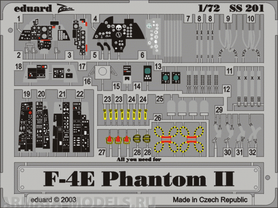 SS201 Фототравление F-4E  for HASEGAWA kit