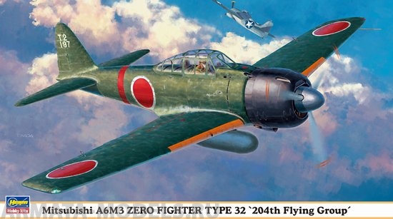 09828 Самолет  Mitsubishi A6M3 ZERO FIGHTER TYPE 32 Hasegawa