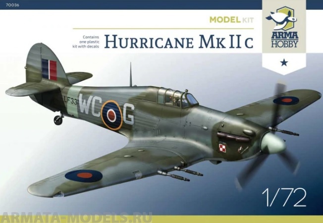 AH70036 Самолет Hurricane Mk IIc Model Kit Arma Hobby