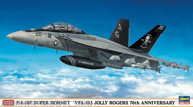 02081 (02081-8)  Самолет F/A-18F SUPER HORNET VFA-103 JOLLY ROGERS 70TH ANNIVERSARY Hasegawa