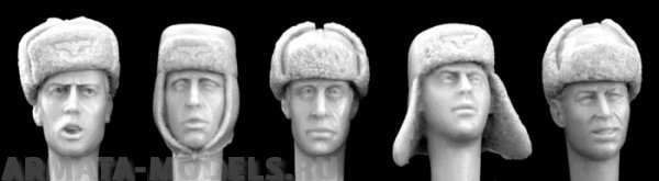 HGH12 5 heads, Ger. WW2 winter caps 