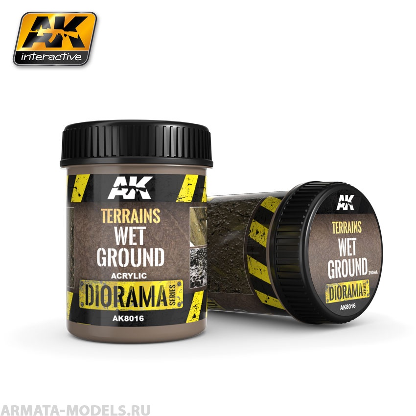 AK8016 Акриловая смесь для имитации дорожного покрытия TERRAINS WET GROUND - 250ml (Acrylic)