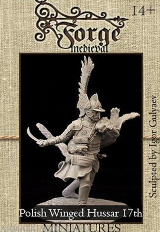 C-75-004 Фигура Польский крылатый гусар 17 век 75мм Medieval Forge Miniatures