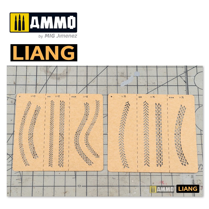 LIANG-0010 Набор трафаретов Tire Tracks Effects Airbrush Stencils A