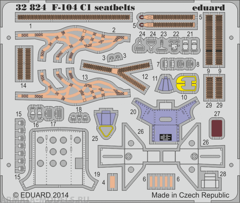 32824ED  F-104 C1 seatbelts (for Italeri kit) 1/32