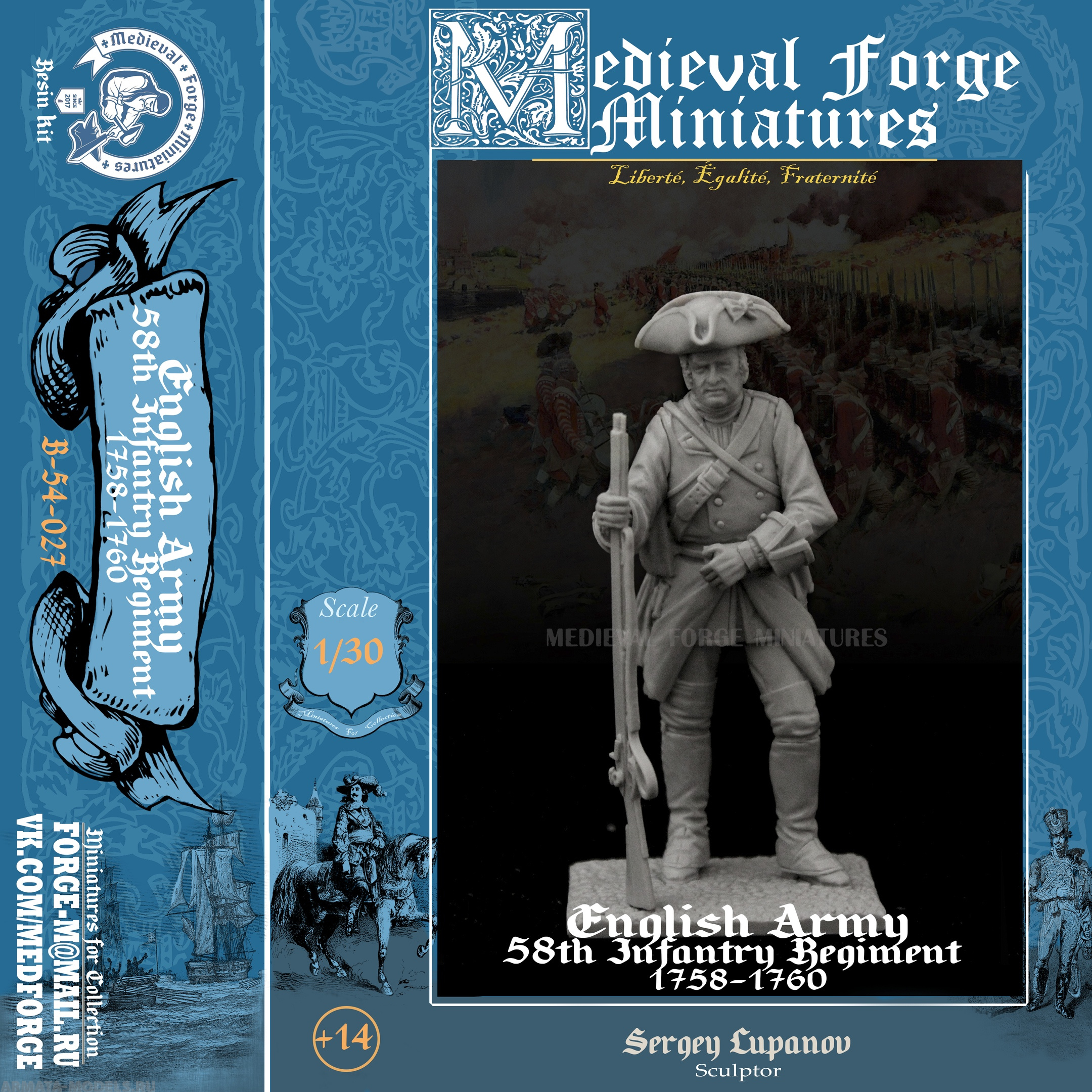 B-54-027 Фигура Английская армия, 58-й пехотный полк, 1758–1760 Medieval Forge Miniatures