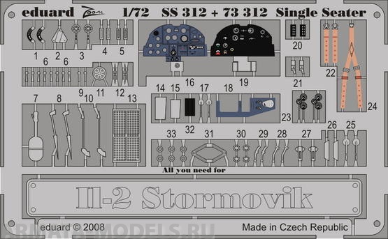 SS312 Фототравление II-2 Stormovik Single Seater S.A. for Academi kit