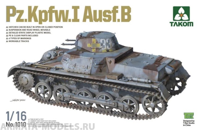 1010T Немецкий танк Pz.Kpfw.I Ausf.B 1/16 Takom