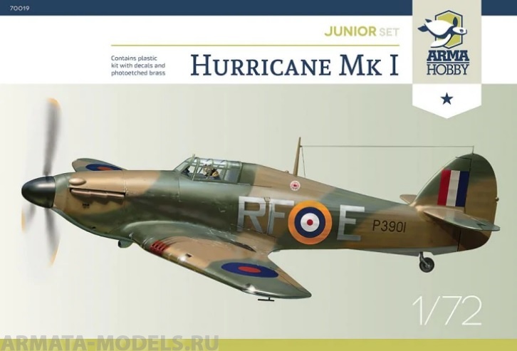 AH70020 Самолет Hurricane Mk I Junior set Arma Hobby