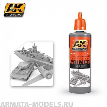 AK175  Грунтовка акриловая серая GREY PRIMER