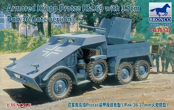 CB35132 Бронемашина Armoured Krupp Protze Kfz.69 with Pak 36 (Late version)  (Bronco Models) 1/35