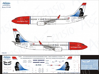 738-050 Декаль для самолета Boeing 737-800 Norwegian (Freddie) 1/144
